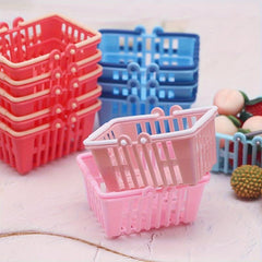 5pcs Mini Plastic Shopping Baskets Supermarket Hand Basket Model