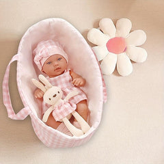 14 inch Reborn Doll with Soothing Rabbit Doll and Sleeping Basket Set
