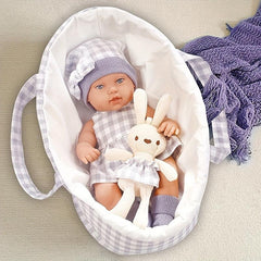 14 inch Reborn Doll with Soothing Rabbit Doll and Sleeping Basket Set