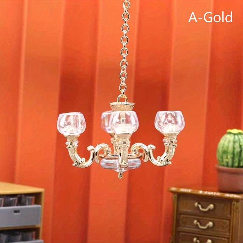 1/12 Dollhouse Lamp Chandelier Light Furniture Model Decor Toy