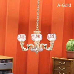 1/12 Dollhouse Lamp Chandelier Light Furniture Model Decor Toy