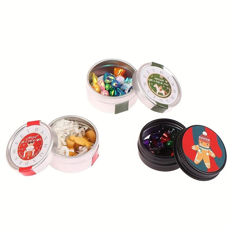 1/12 Dollhouse Mini Christmas Cookies Candy Tin Box Home Decor