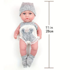 11 Inch Reborn Baby Doll Full Soft Vinyl Kit Adorable Baby Grey Eyes