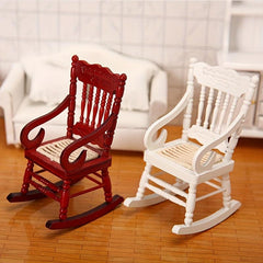 1:12 Dollhouse Furniture Classic Rocking Chair & Lounge Chair Red Wood