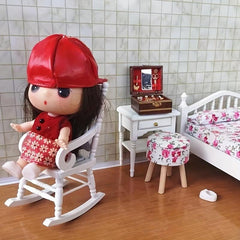 1:12 Dollhouse Furniture Classic Rocking Chair & Lounge Chair Red Wood