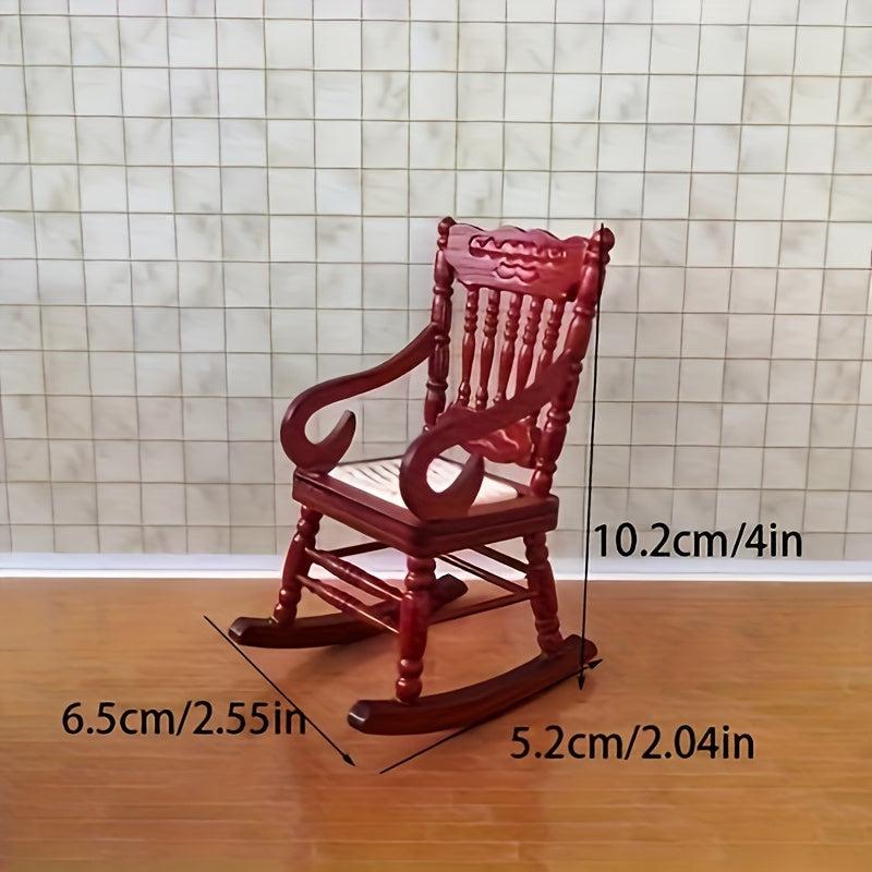 1:12 Dollhouse Furniture Classic Rocking Chair & Lounge Chair Red Wood