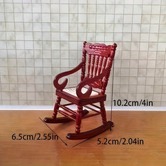 1:12 Dollhouse Furniture Classic Rocking Chair & Lounge Chair Red Wood