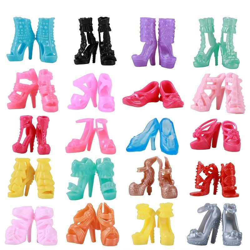 Doll Accessories Set - 26pcs Skirts, 10 Pairs Shoes, 6 Necklaces, Toys