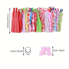Doll Accessories Set - 26pcs Skirts, 10 Pairs Shoes, 6 Necklaces, Toys