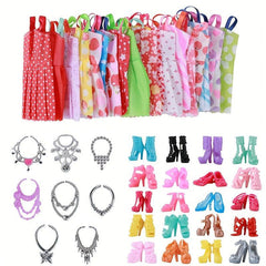 Doll Accessories Set - 26pcs Skirts, 10 Pairs Shoes, 6 Necklaces, Toys