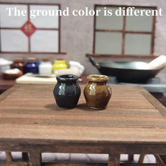2pcs Mini Ceramic Jars Pickle Pots Small Kitchen Food Play House Toys Models