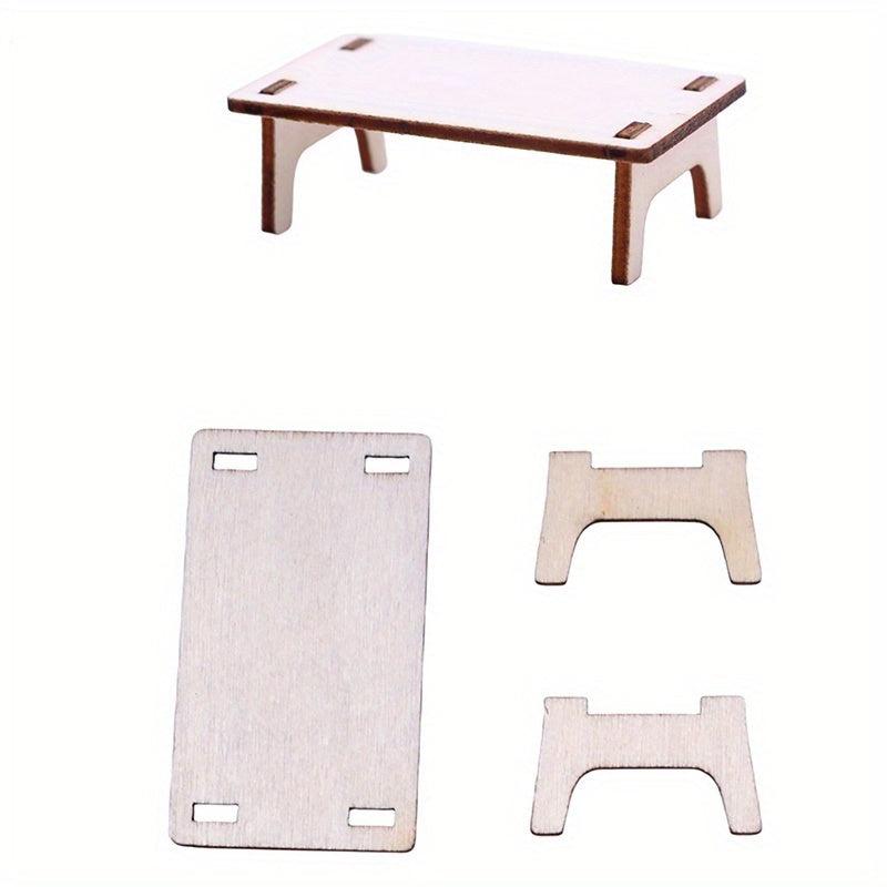 2pcs 1:12 Dollhouse Table Splice Desk Stools Furniture Home Model Decor