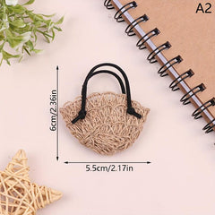 Mini Dollhouse Straw Bag for Simulative Scene Decoration