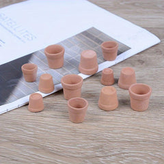 12Pcs Dollhouse Flower Pot Red Clay Pot Garden Home Decor DIY Toy