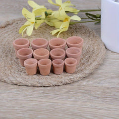 12Pcs Dollhouse Flower Pot Red Clay Pot Garden Home Decor DIY Toy
