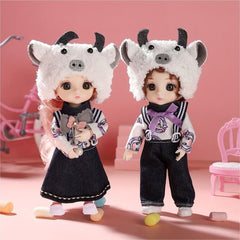 2pcs Lovely Couple Suit Couple Dolls Movable Joint Dolls Set