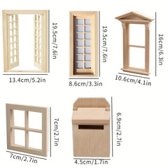 1/12 Dollhouse Micro Scene Accessories Door Window Mailbox Mini Furniture