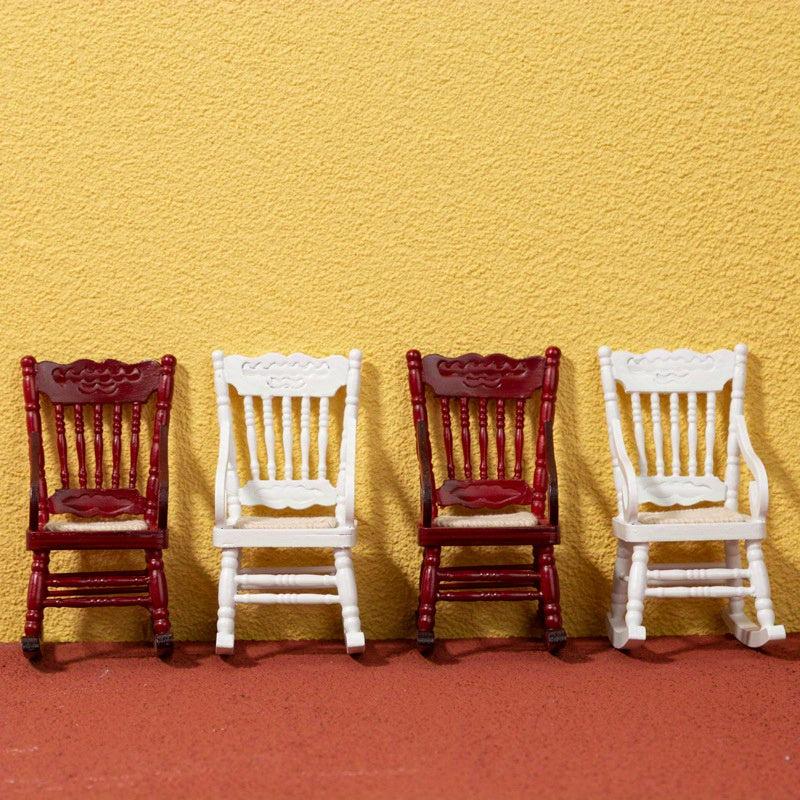 Mini Wooden Woven Rocking Chair 1:12 Dollhouse Furniture