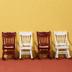 Mini Wooden Woven Rocking Chair 1:12 Dollhouse Furniture