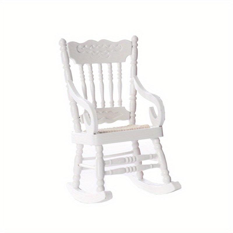 Mini Wooden Woven Rocking Chair 1:12 Dollhouse Furniture