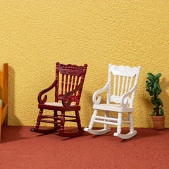 Mini Wooden Woven Rocking Chair 1:12 Dollhouse Furniture
