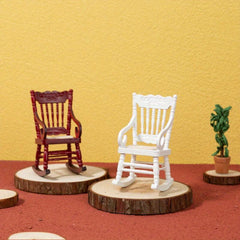 Mini Wooden Woven Rocking Chair 1:12 Dollhouse Furniture