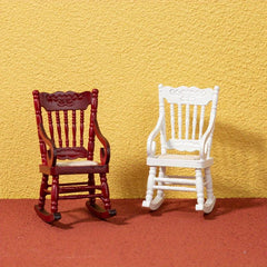 Mini Wooden Woven Rocking Chair 1:12 Dollhouse Furniture