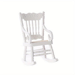 Mini Wooden Woven Rocking Chair 1:12 Dollhouse Furniture