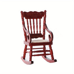 Mini Wooden Woven Rocking Chair 1:12 Dollhouse Furniture