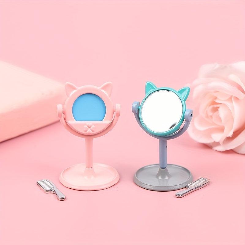 Mini Rabbit Ears Mirror Dollhouse Furniture Toy Accessory
