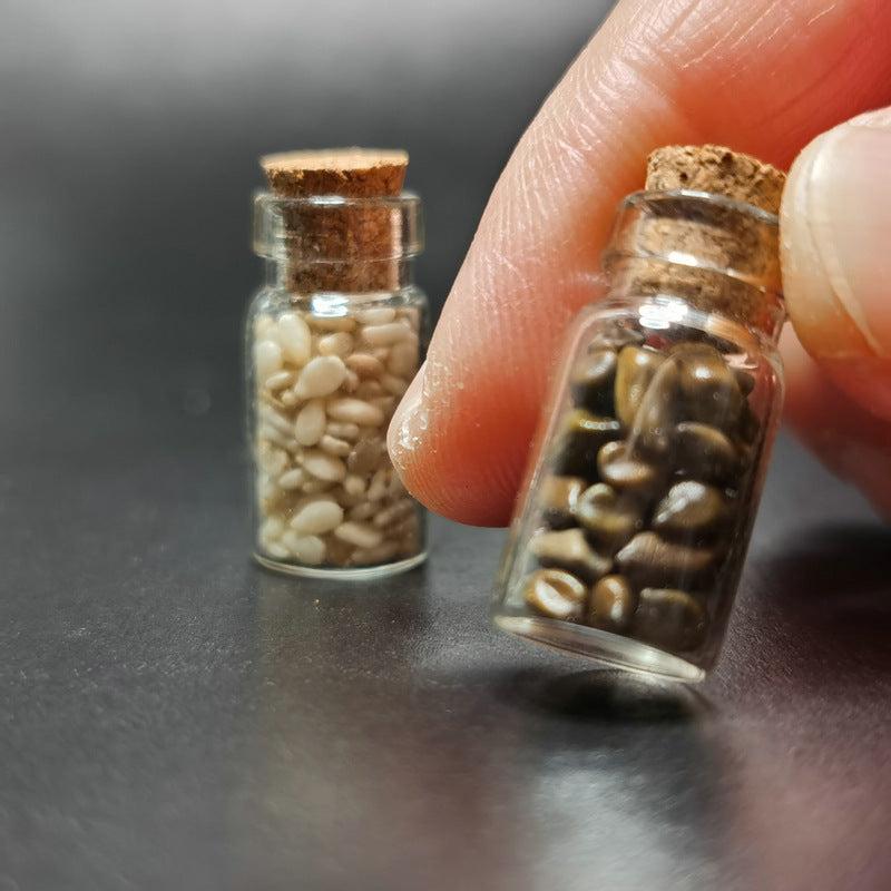 2pcs Mini Glass Seasoning Bottles Dollhouse Decor Kitchen Accessories