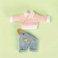 Lapel Long Sleeve Sweater Set for Dolls
