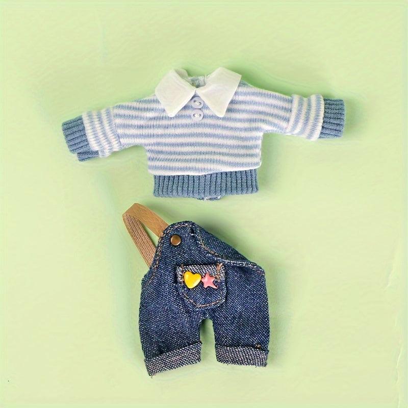 Lapel Long Sleeve Sweater Set for Dolls