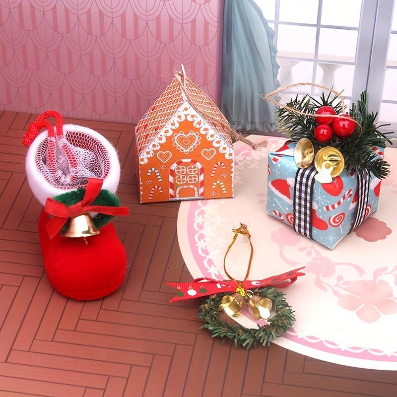 Mini Christmas Tree Hanging Decoration Set for Dollhouse Simulation