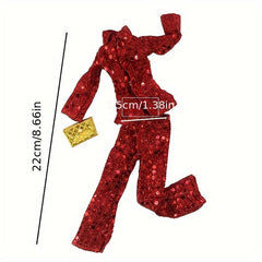 Vintage Red Sequin Suit For Doll Doll Suit Red Bead Sheet Dress Shirt Tie Set