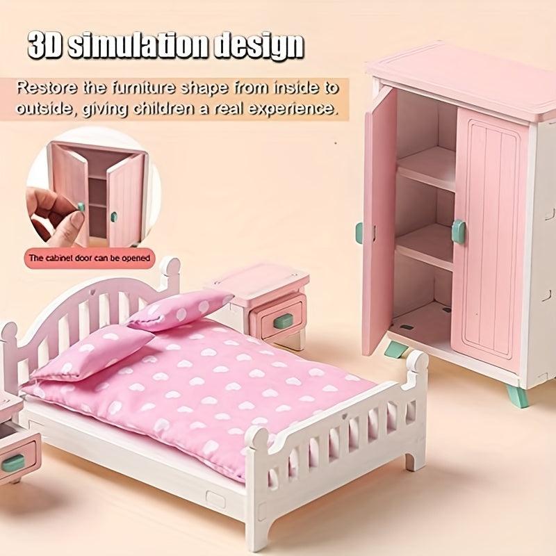 Macaron Mini Furniture Kitchen Living Room Bedroom Girl Role playing Small Furni