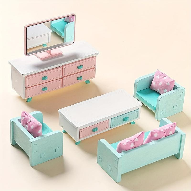 Macaron Mini Furniture Kitchen Living Room Bedroom Girl Role playing Small Furni