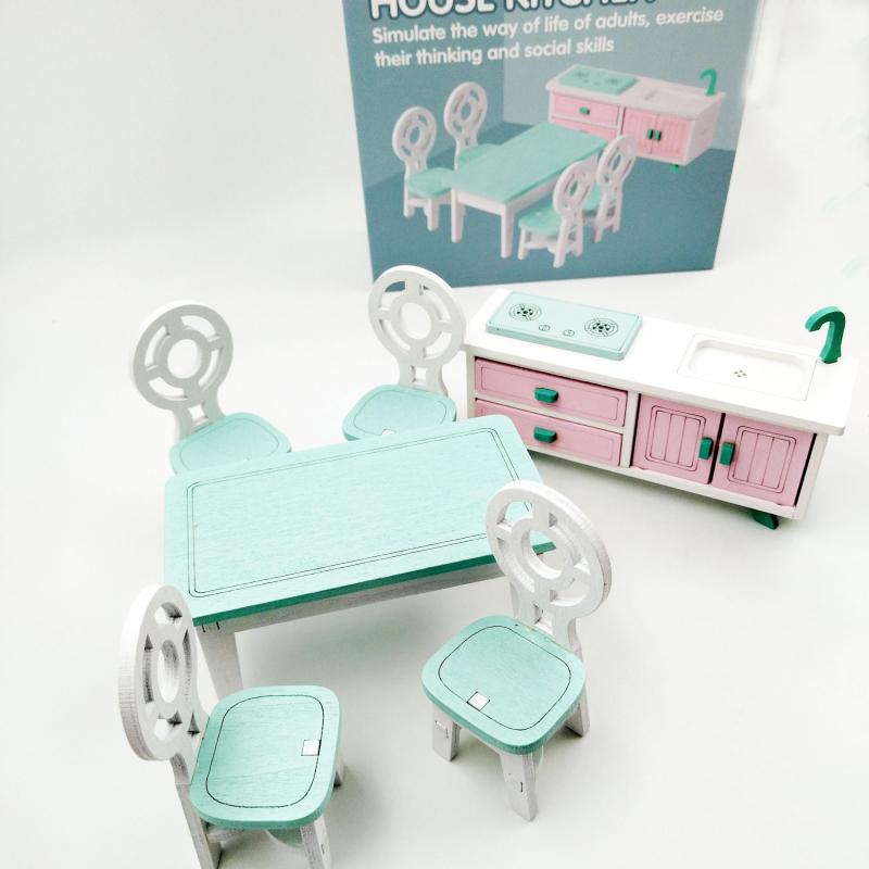 Macaron Mini Furniture Kitchen Living Room Bedroom Girl Role playing Small Furni
