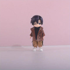 OB11 Doll Handsome High Necked Sweater Plaid Coat Doll Clothes Set