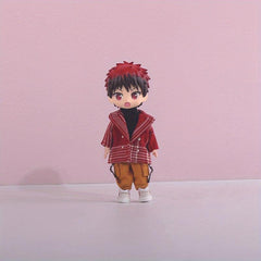 OB11 Doll Handsome High Necked Sweater Plaid Coat Doll Clothes Set