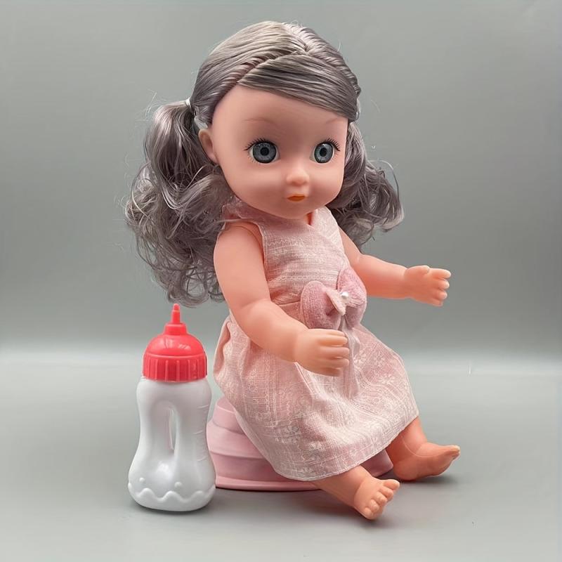 12 Inch Pink Skin Reborn Doll Moveable Joint Body Soft Hair With Bottle DIY Toys