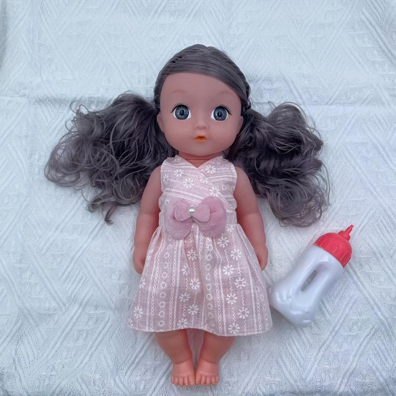 12 Inch Pink Skin Reborn Doll Moveable Joint Body Soft Hair With Bottle DIY Toys