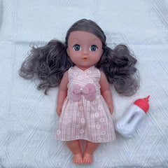 12 Inch Pink Skin Reborn Doll Moveable Joint Body Soft Hair With Bottle DIY Toys