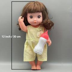 12 Inch Pink Skin Reborn Doll Moveable Joint Body Soft Hair With Bottle DIY Toys