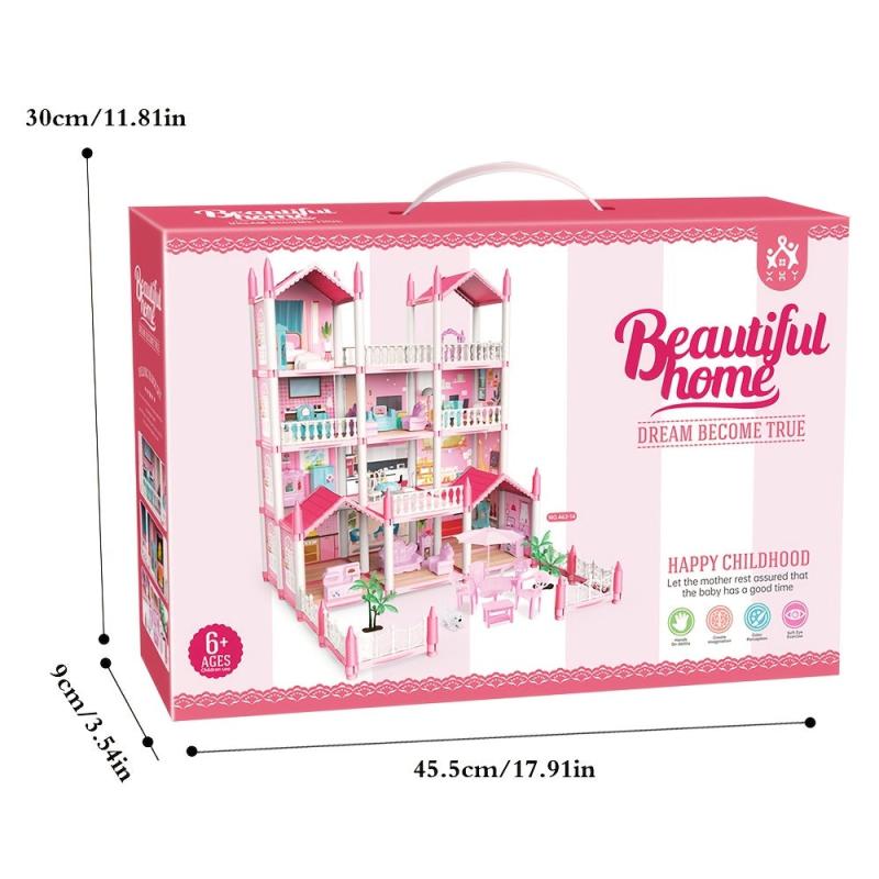 14 Room Princess Castle Dollhouse DIY Pretend Play House Toy