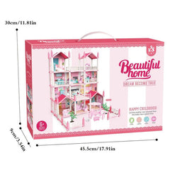 14 Room Princess Castle Dollhouse DIY Pretend Play House Toy