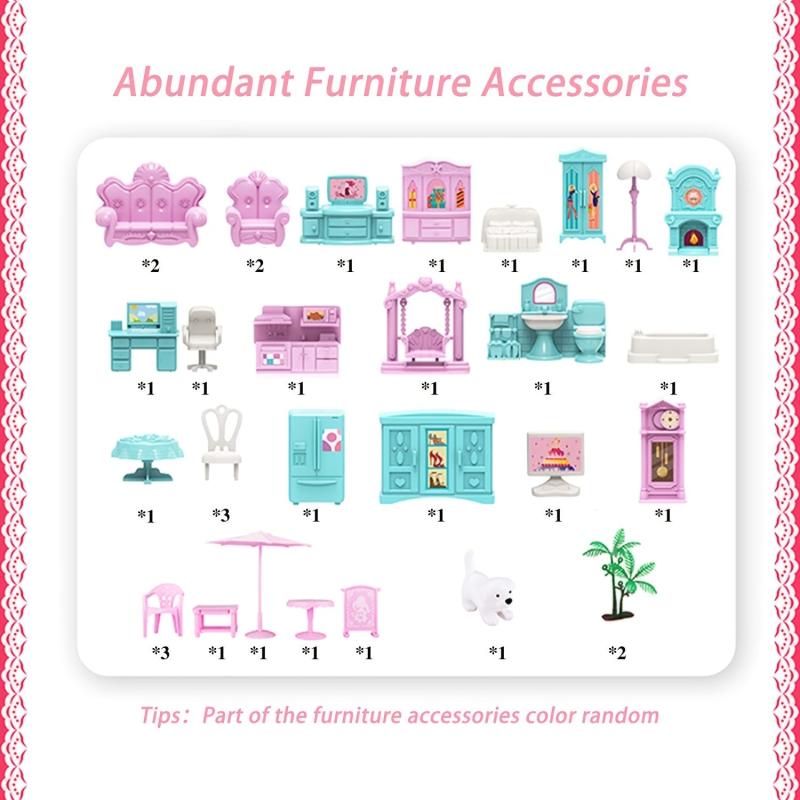14 Room Princess Castle Dollhouse DIY Pretend Play House Toy