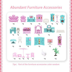 14 Room Princess Castle Dollhouse DIY Pretend Play House Toy