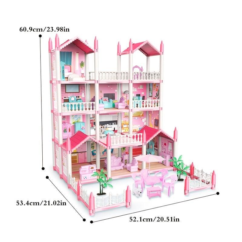 14 Room Princess Castle Dollhouse DIY Pretend Play House Toy