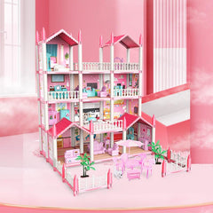 14 Room Princess Castle Dollhouse DIY Pretend Play House Toy